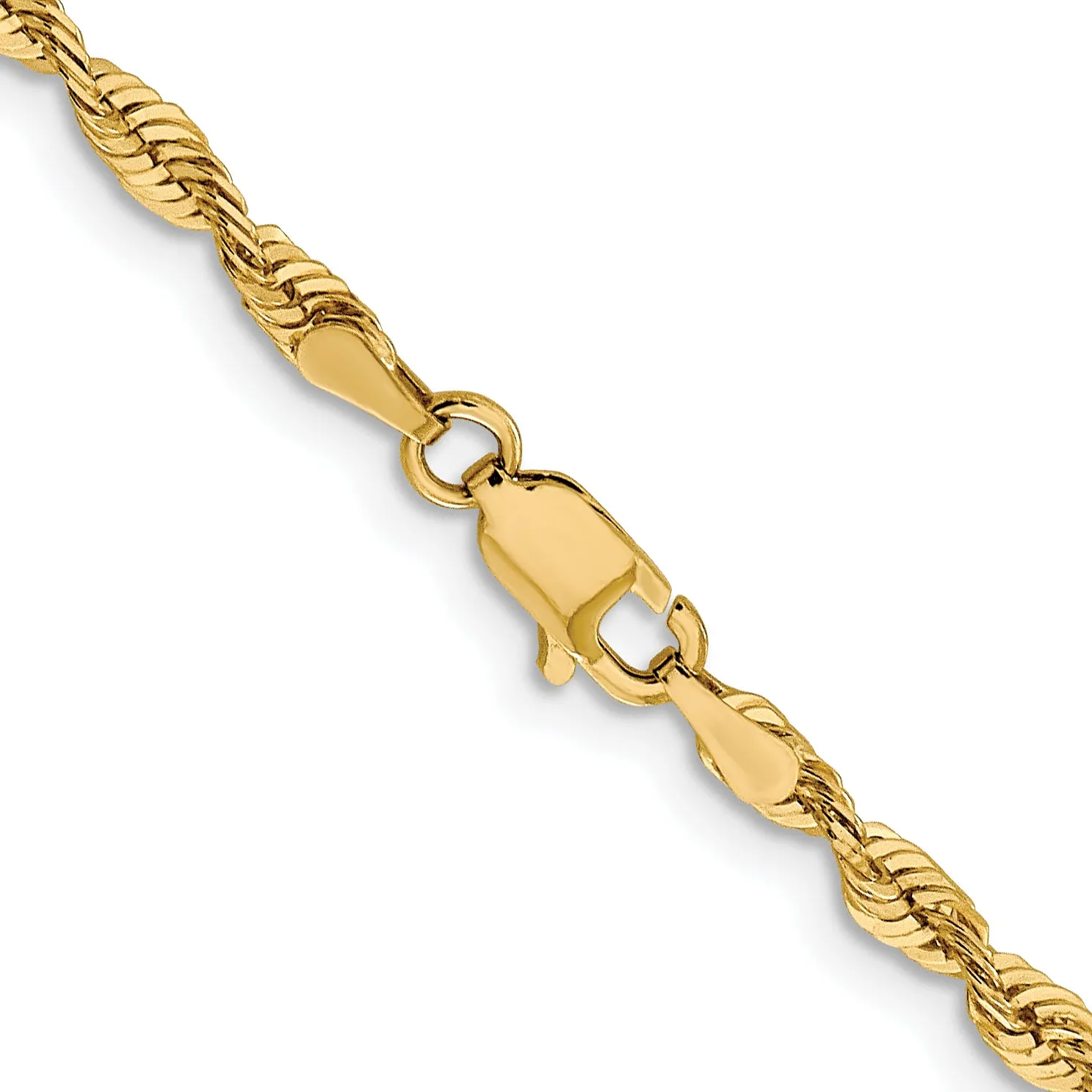 10K Yellow Gold Unisex Diamond-Cut Rope Chain Necklace 18 Polished Lightweight