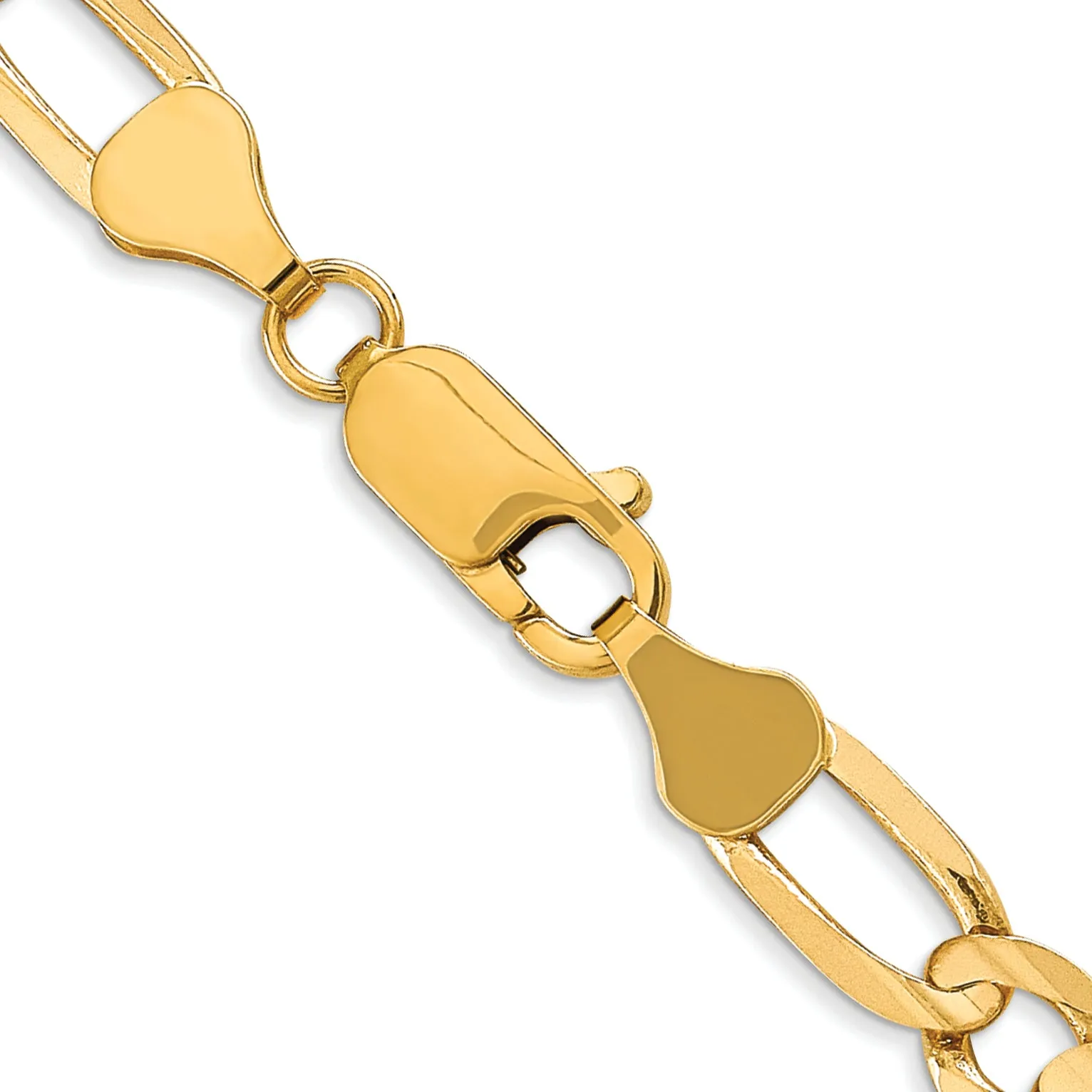 10K Yellow Gold Unisex Figaro Necklace with Polished Concave Design