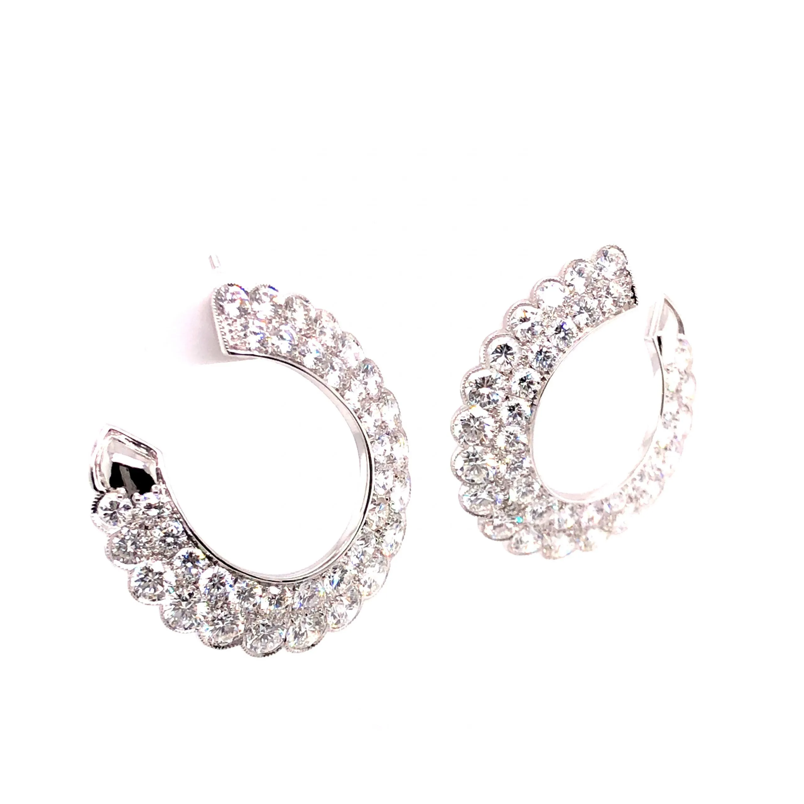 11.21 Round Brilliant Diamond Hoop Earrings in Platinum
