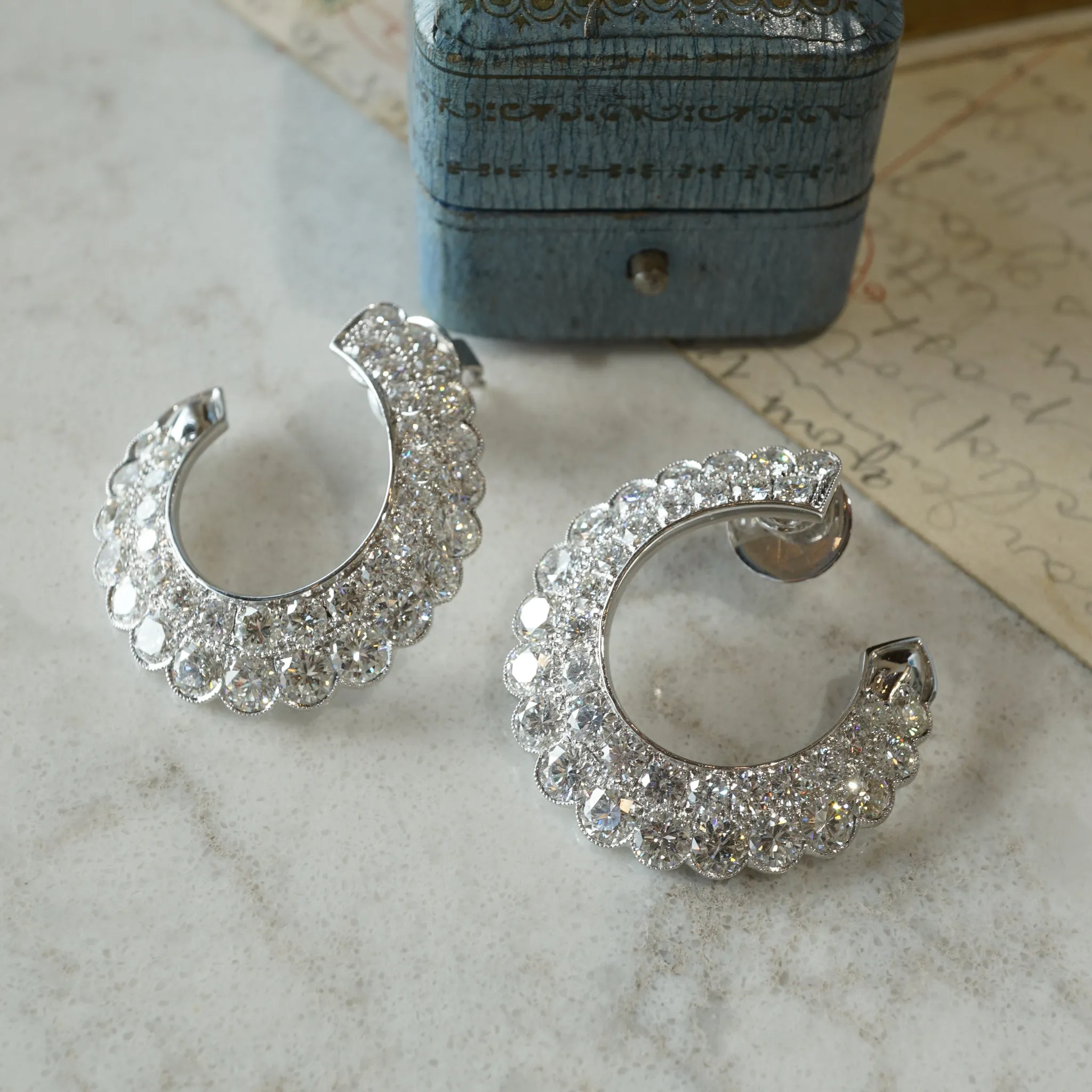 11.21 Round Brilliant Diamond Hoop Earrings in Platinum