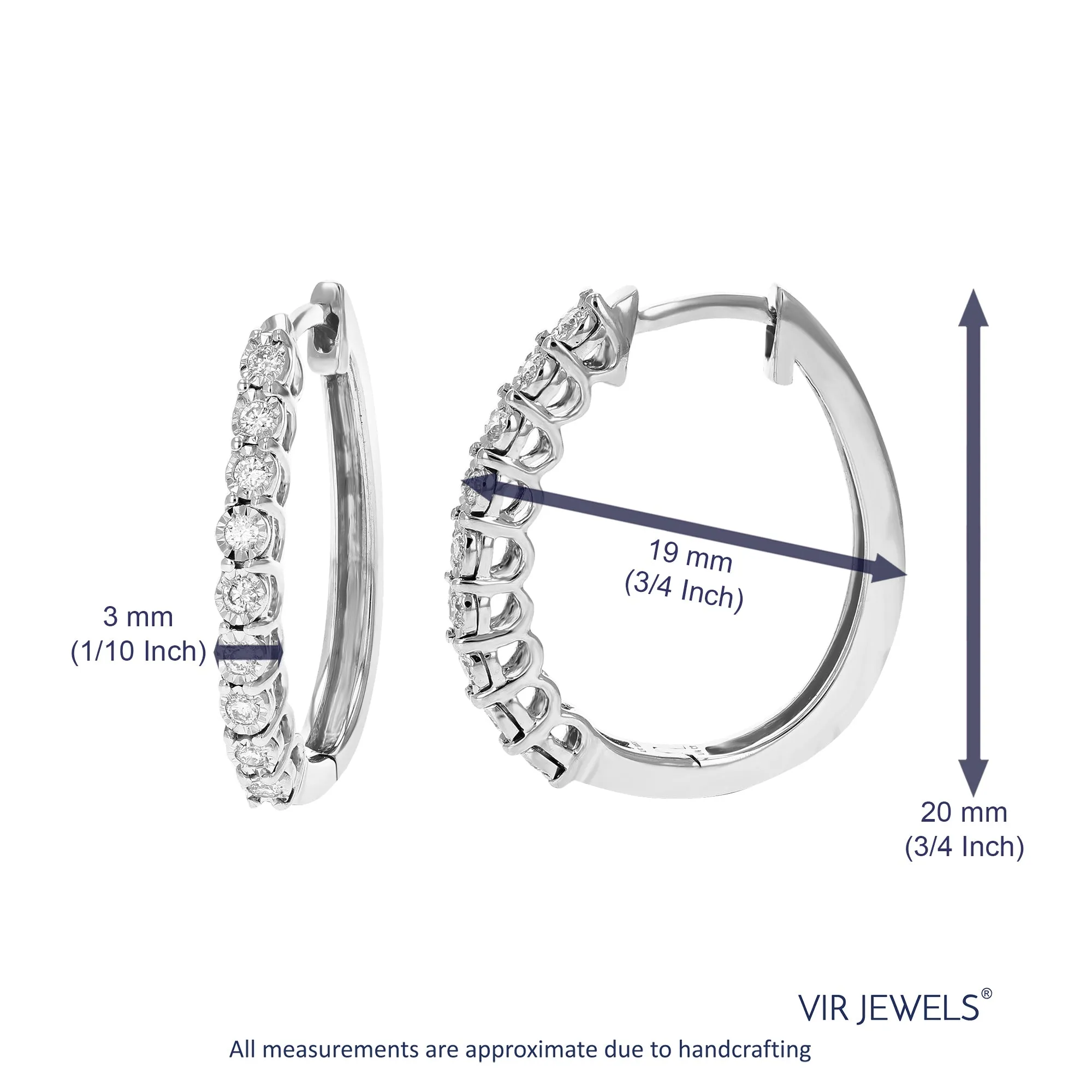 1/4 cttw Lab Grown Diamond Hoop Earring Cluster Sterling Silver
