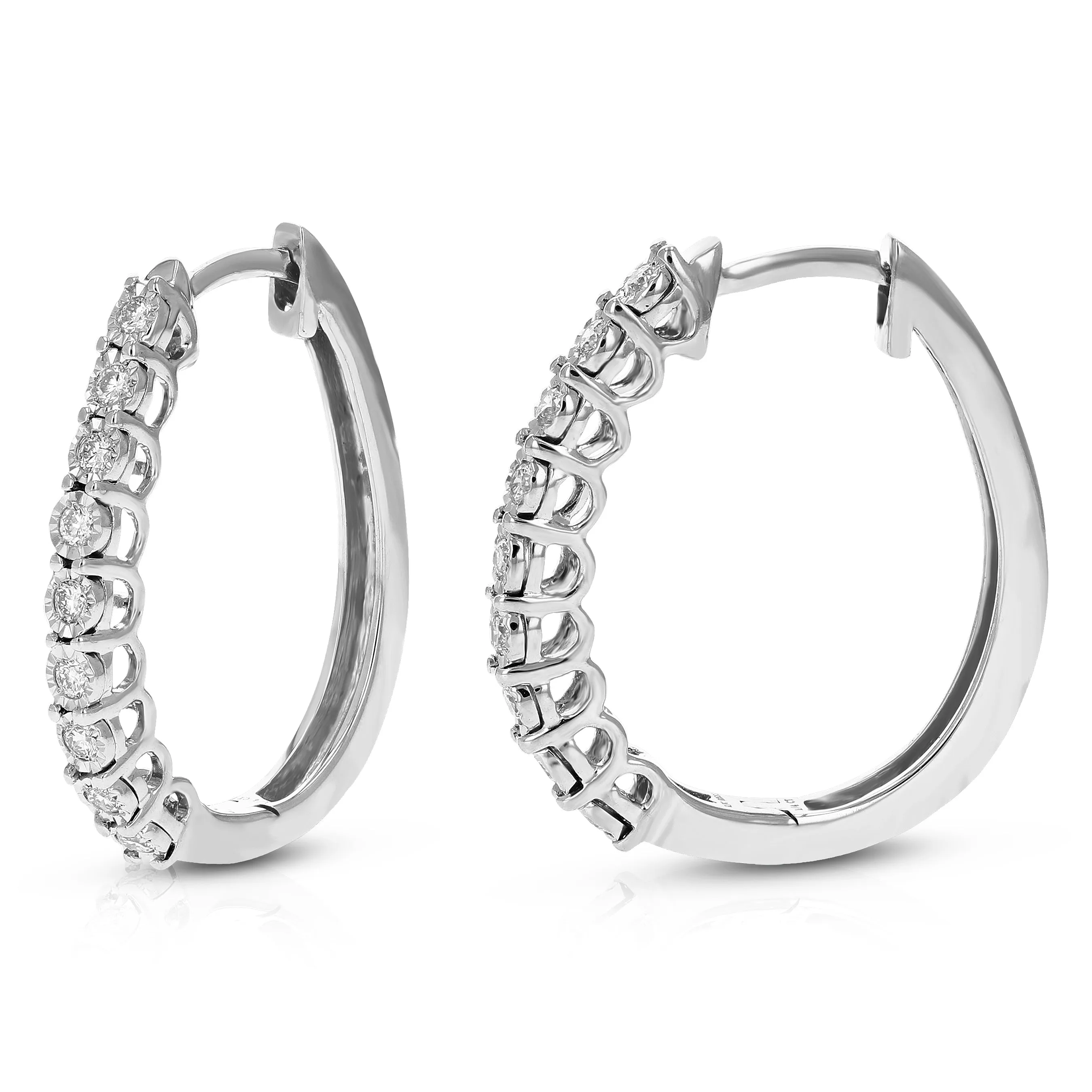 1/4 cttw Lab Grown Diamond Hoop Earring Cluster Sterling Silver