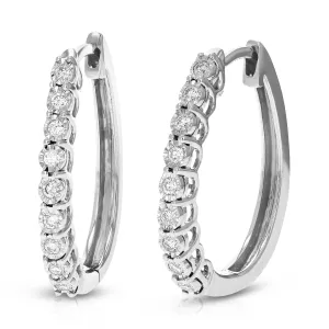 1/4 cttw Lab Grown Diamond Hoop Earring Cluster Sterling Silver