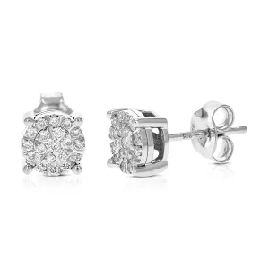 1/4 cttw Round Diamond Stud Earrings in .925 Sterling Silver