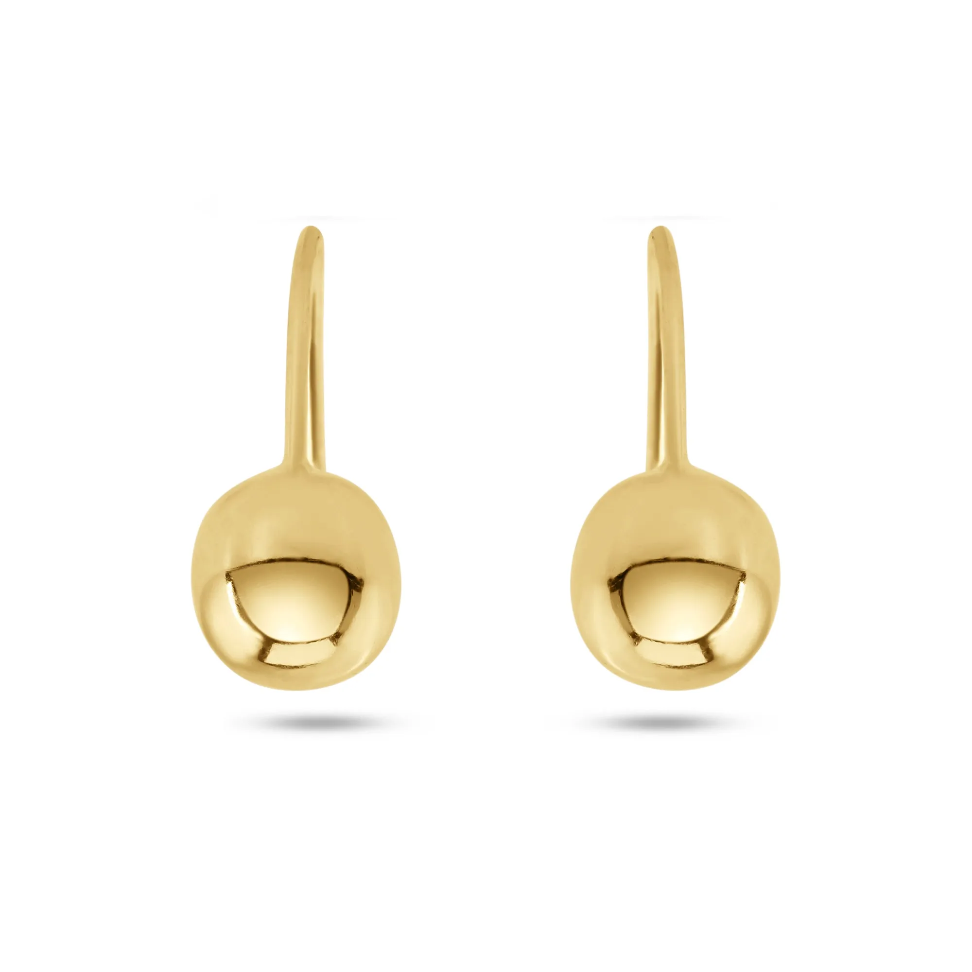 14E00410. - 14 Karat Yellow Gold 5mm Ball Telephone Style Front Screw Lock Earrings