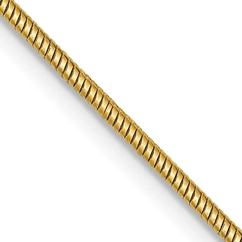 14K 1.4mm Round Snake Lobster Clasp Chain Necklace