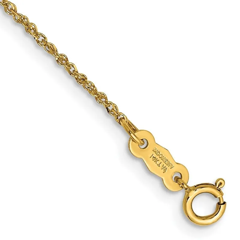 14K 5.5 inch 1.1mm Ropa with Spring Ring Clasp Chain Bracelet