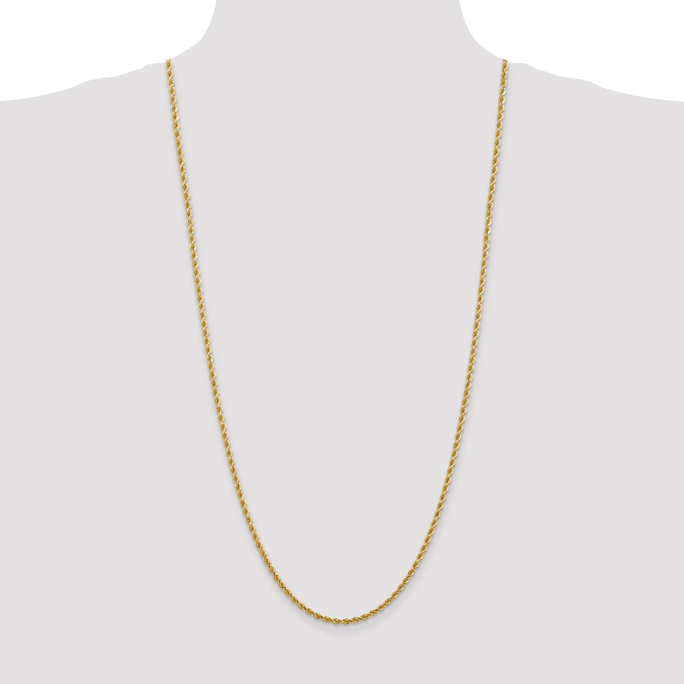 14K Gold Diamond-Cut Rope Necklace with Lobster Clasp Elegant Women's Jewelry