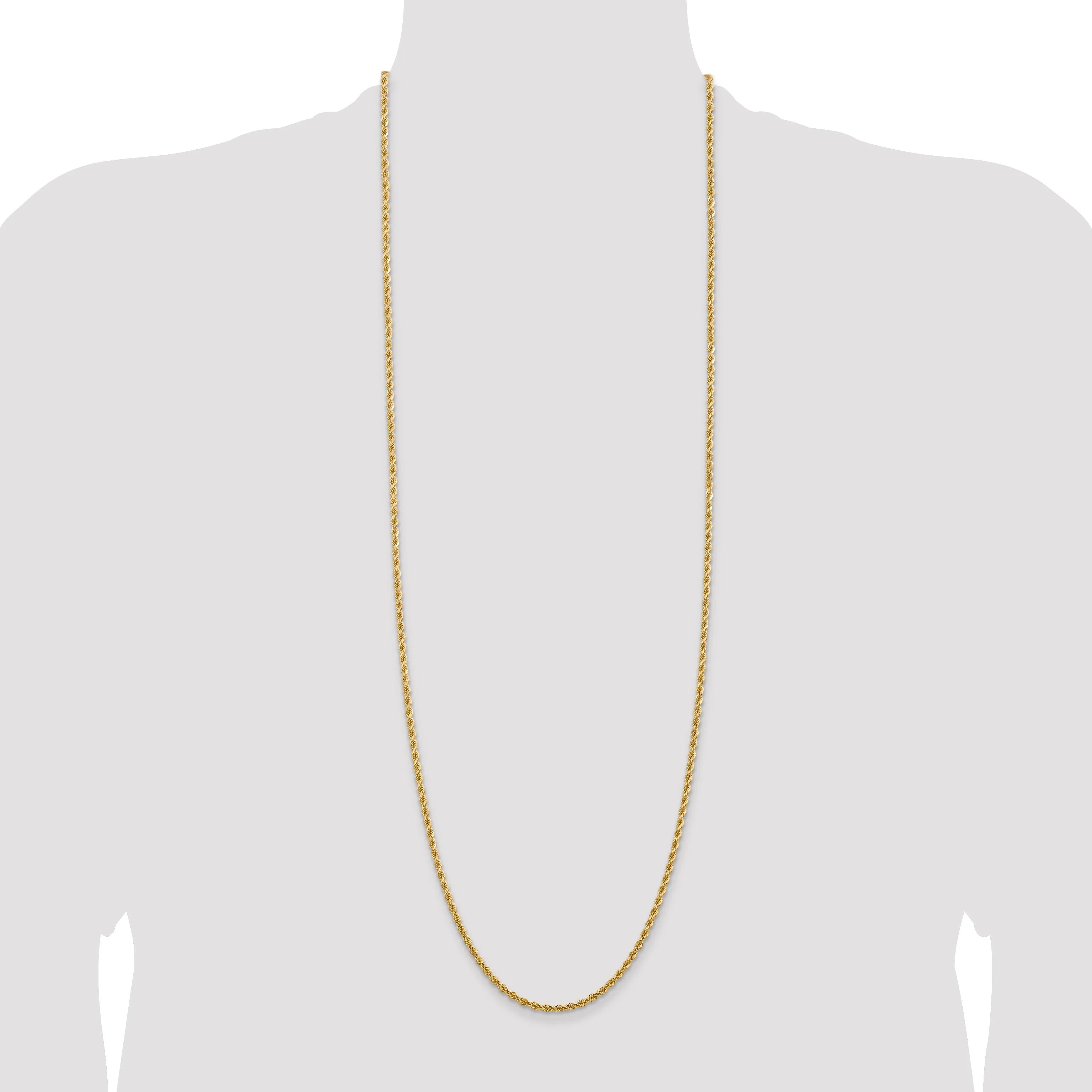 14K Gold Diamond-Cut Rope Necklace with Lobster Clasp Elegant Women's Jewelry
