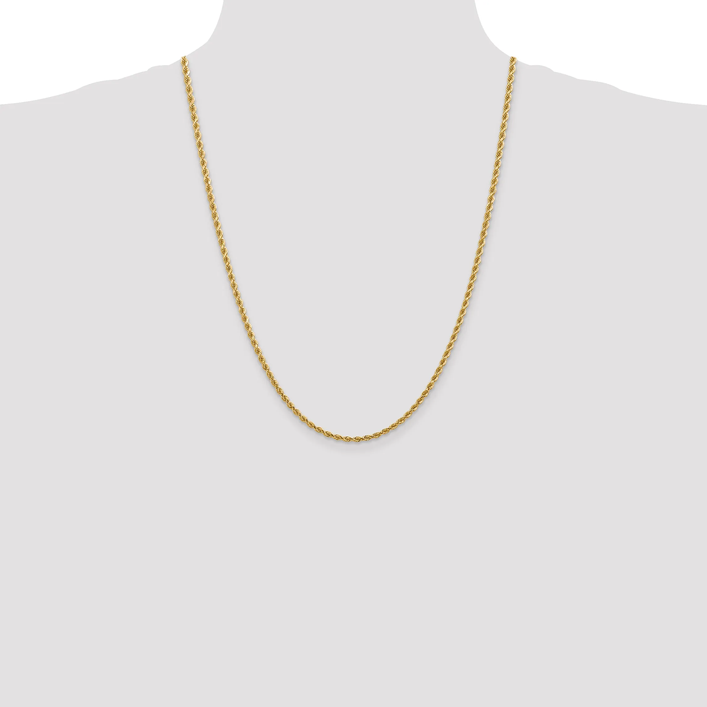 14K Gold Diamond-Cut Rope Necklace with Lobster Clasp Elegant Women's Jewelry