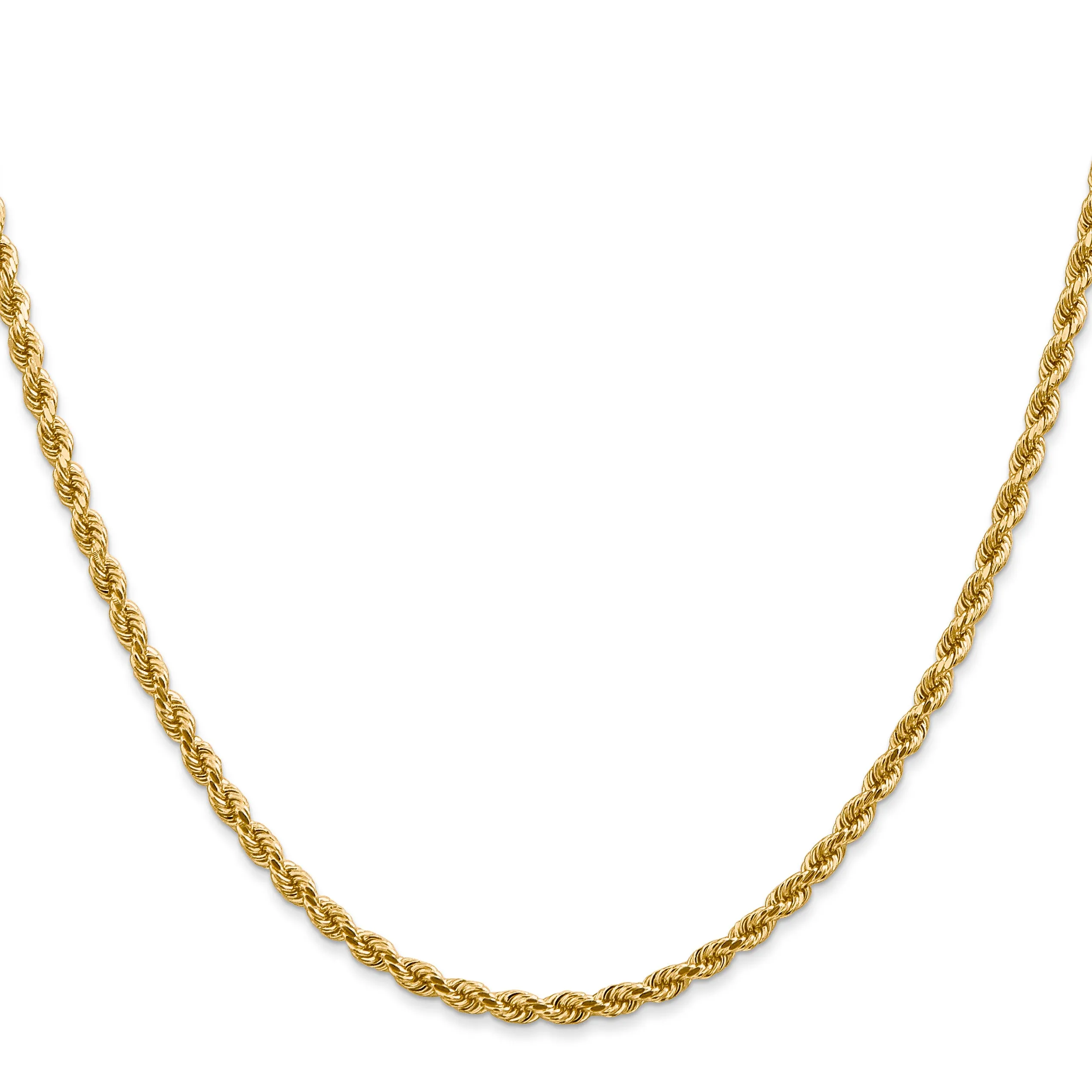 14K Gold Diamond-Cut Rope Necklace with Lobster Clasp Elegant Women's Jewelry