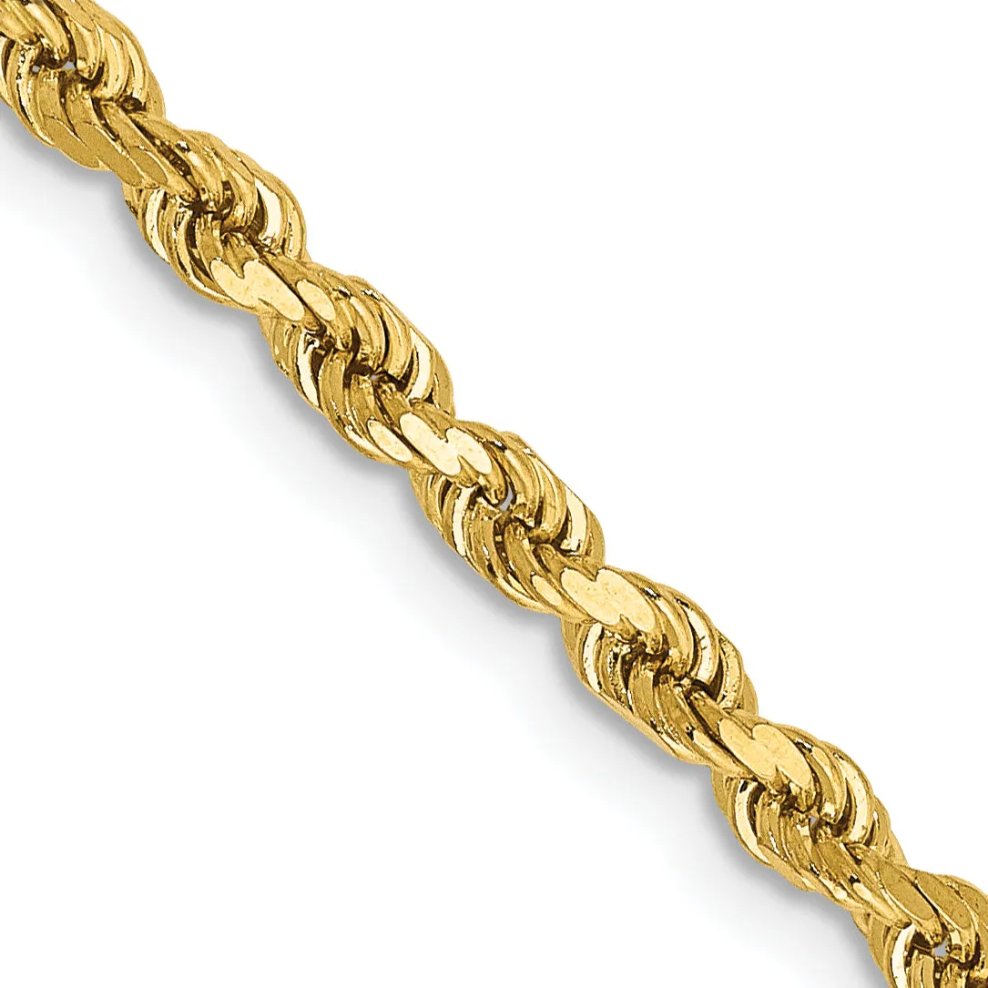 14K Gold Diamond-Cut Rope Necklace with Lobster Clasp Elegant Women's Jewelry