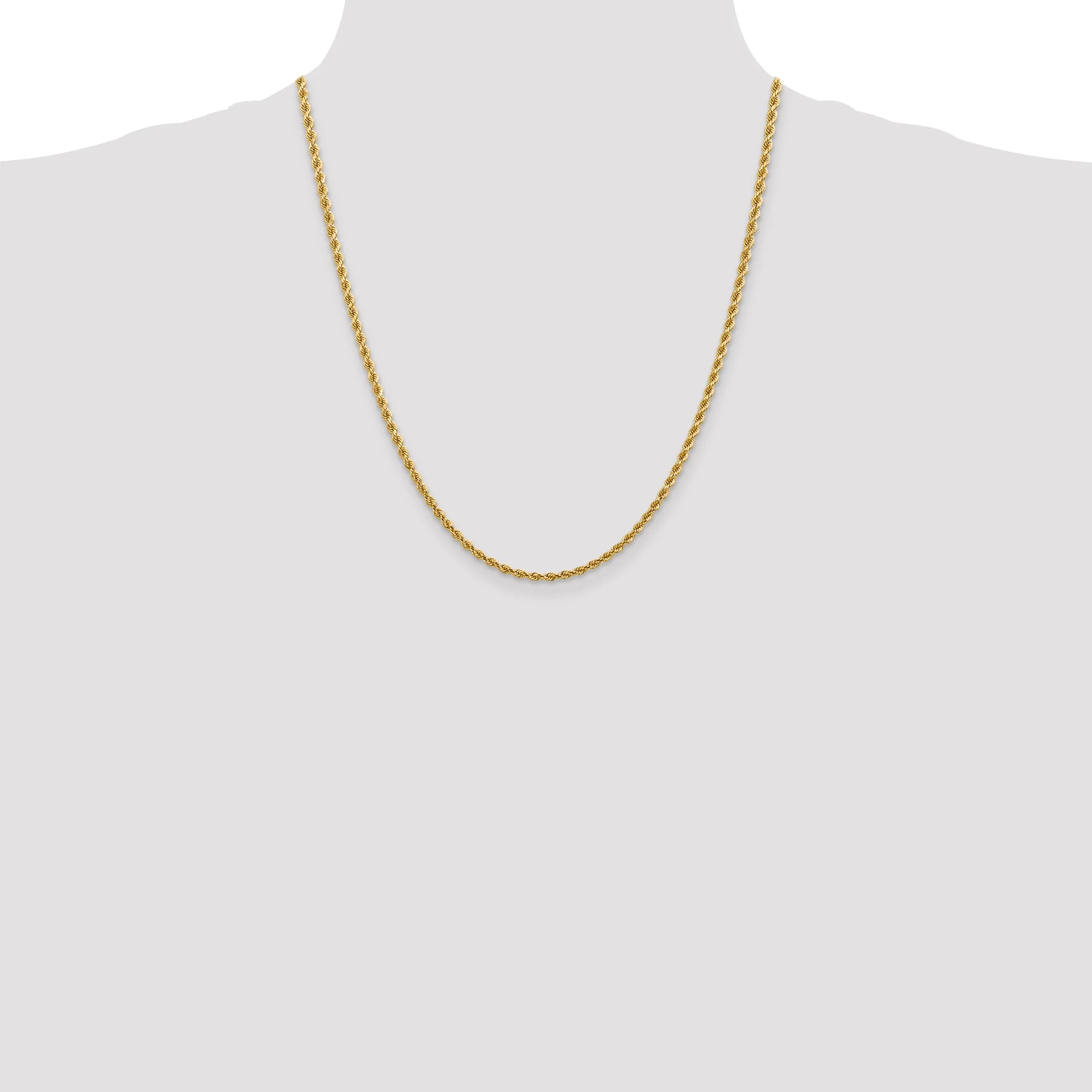 14K Gold Diamond-Cut Rope Necklace with Lobster Clasp Elegant Women's Jewelry