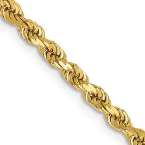 14K Gold Diamond-Cut Rope Necklace with Lobster Clasp Elegant Women's Jewelry