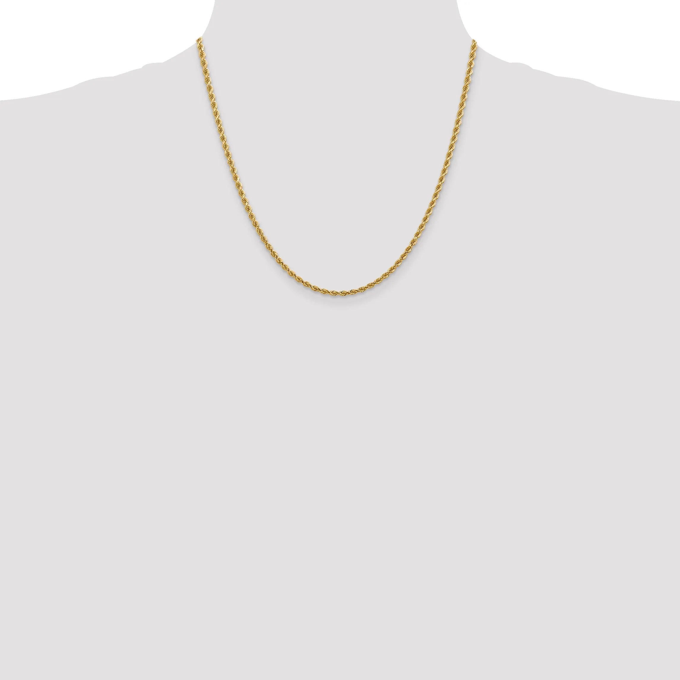 14K Gold Diamond-Cut Rope Necklace with Lobster Clasp Elegant Women's Jewelry