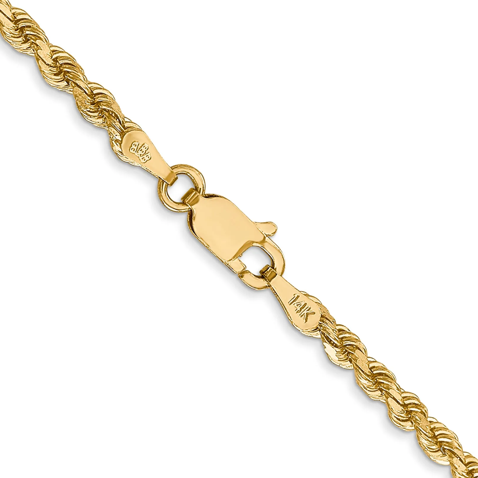 14K Gold Diamond-Cut Rope Necklace with Lobster Clasp Elegant Women's Jewelry