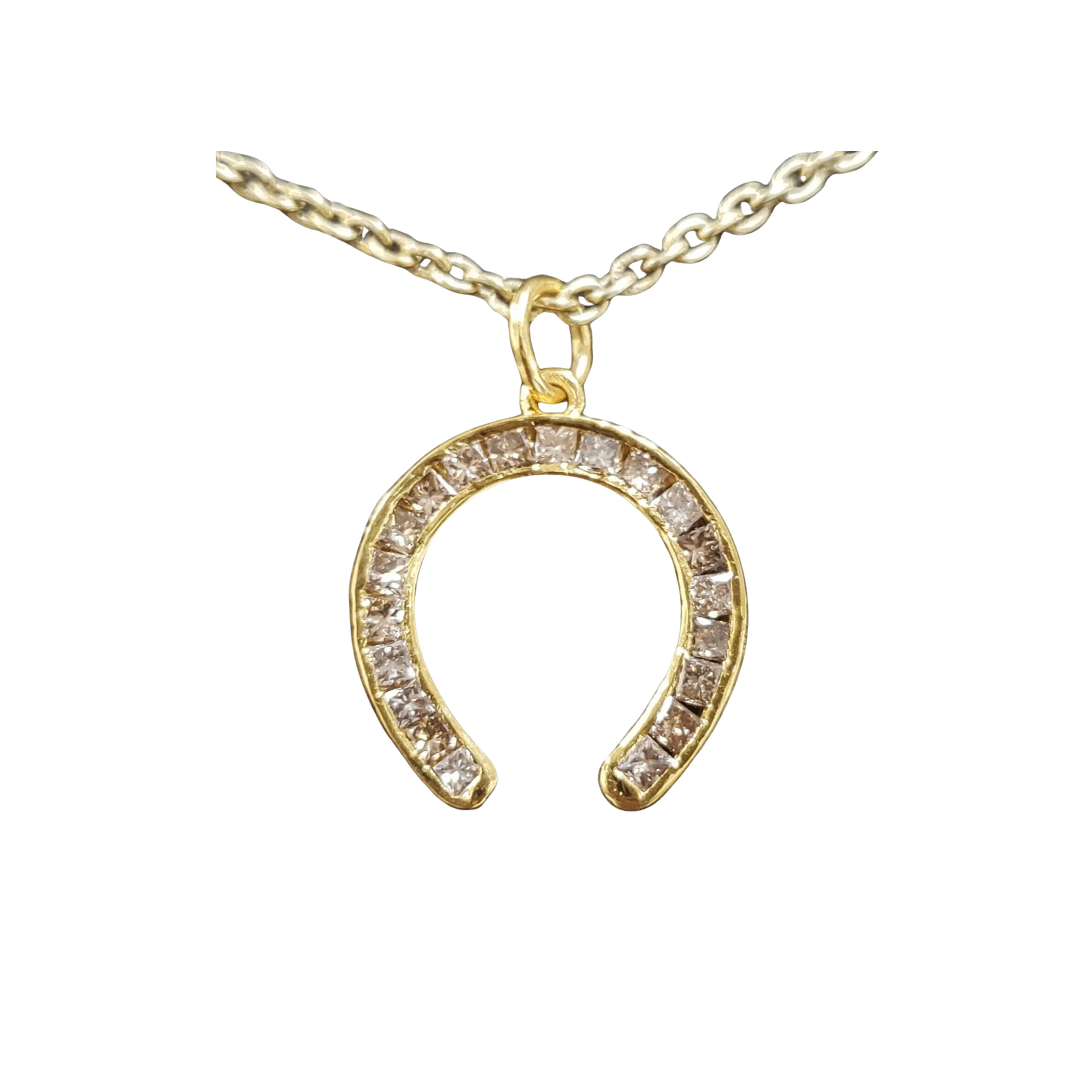 14k Gold Diamond Horseshoe Pendant