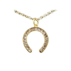 14k Gold Diamond Horseshoe Pendant