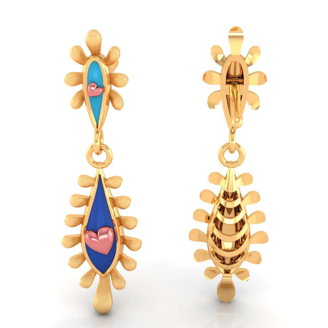 14k Gold Earrings With Connected Water Droplet Design And  Beautiful Detailing