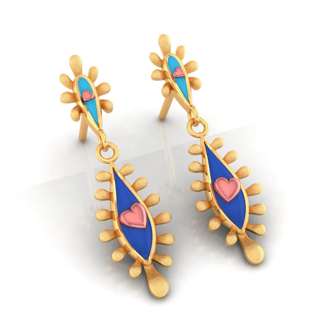 14k Gold Earrings With Connected Water Droplet Design And  Beautiful Detailing