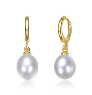 14k Gold Plated with Simulated Pearl Drop Earrings
