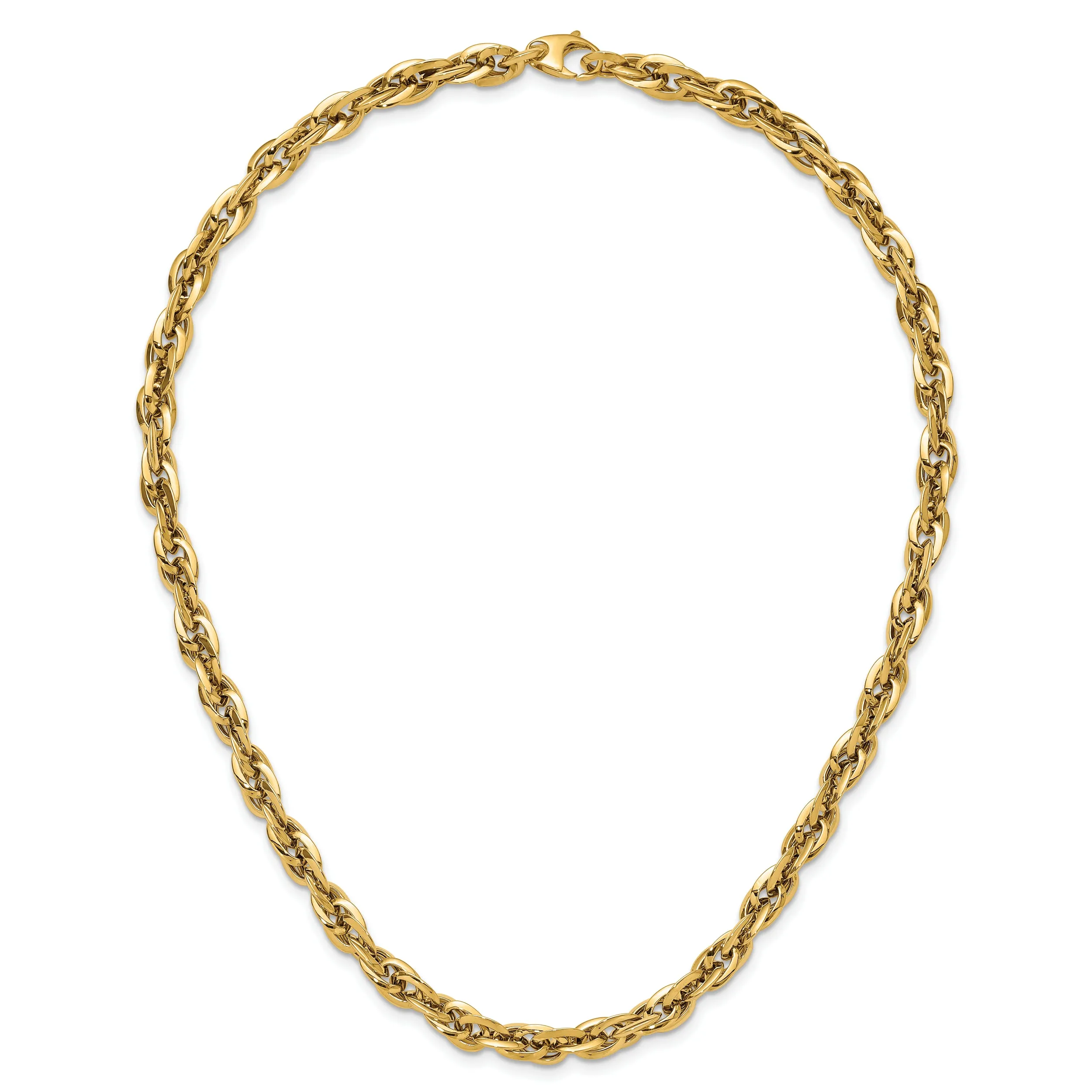 14K Gold Polished Fancy Link Necklace with Lobster Clasp