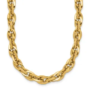 14K Gold Polished Fancy Link Necklace with Lobster Clasp