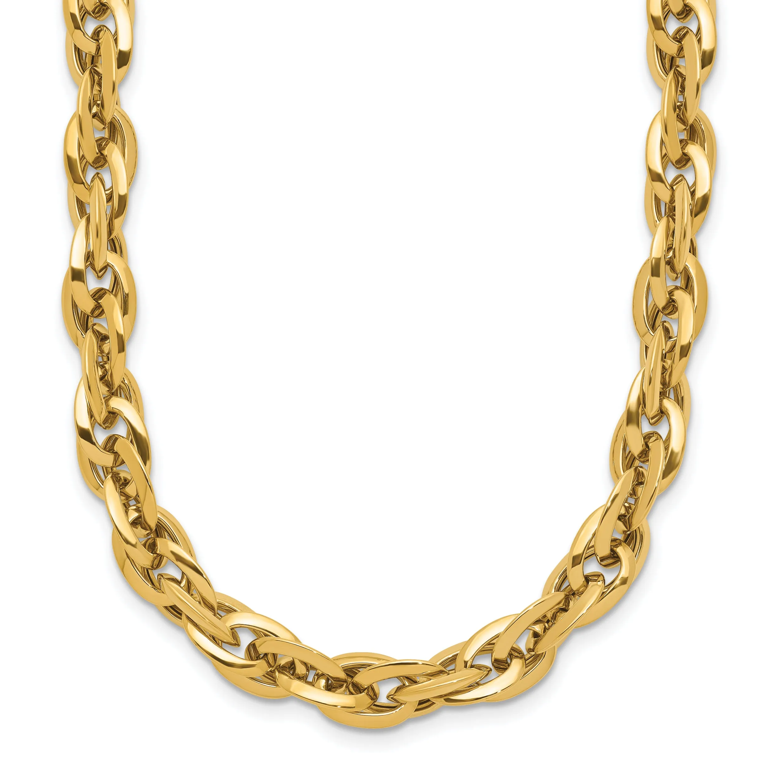 14K Gold Polished Fancy Link Necklace with Lobster Clasp