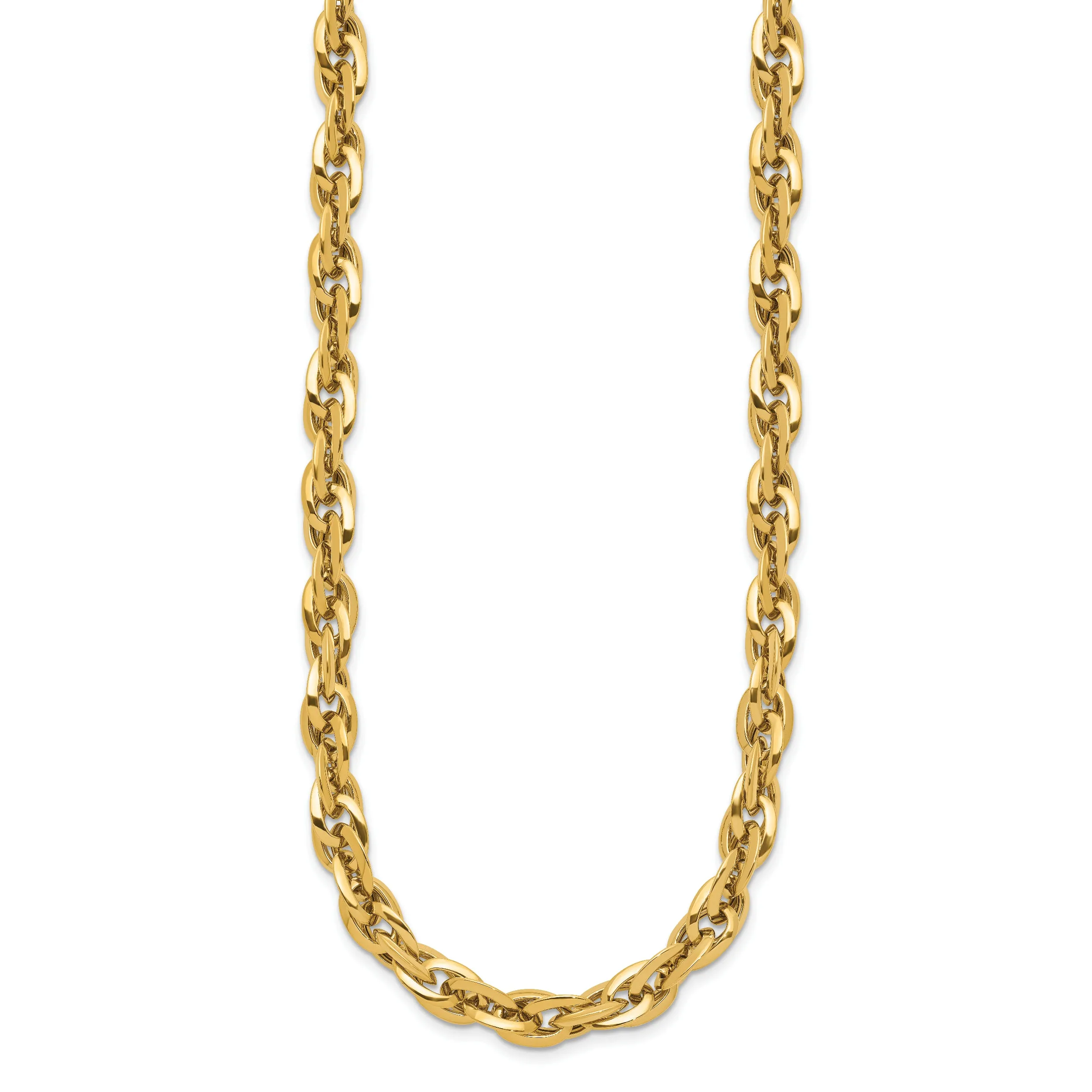 14K Gold Polished Fancy Link Necklace with Lobster Clasp