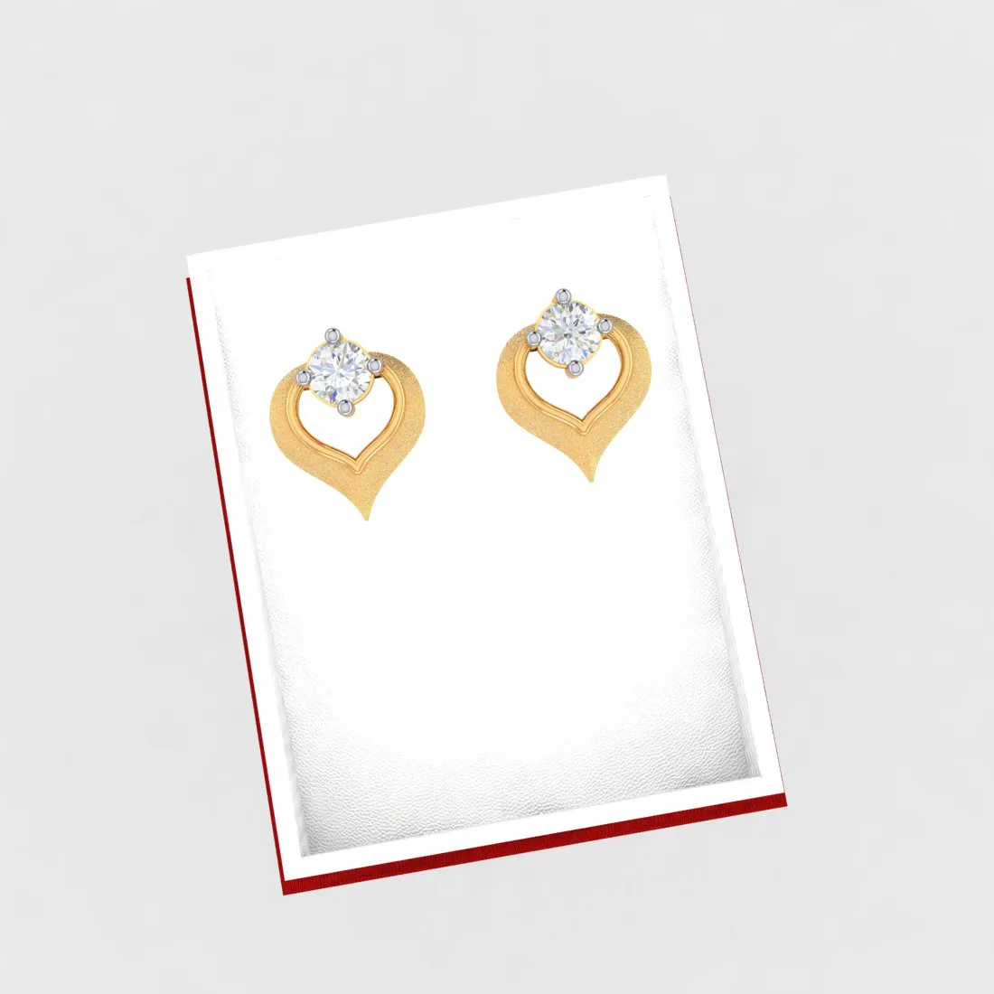14k Heart Shape American Diamond Gold Earrings