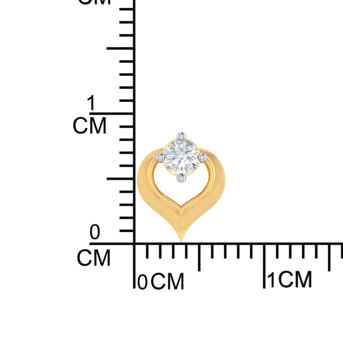 14k Heart Shape American Diamond Gold Earrings