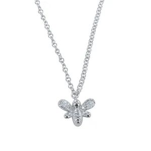 14K Solid Gold and Diamond Bee Necklace