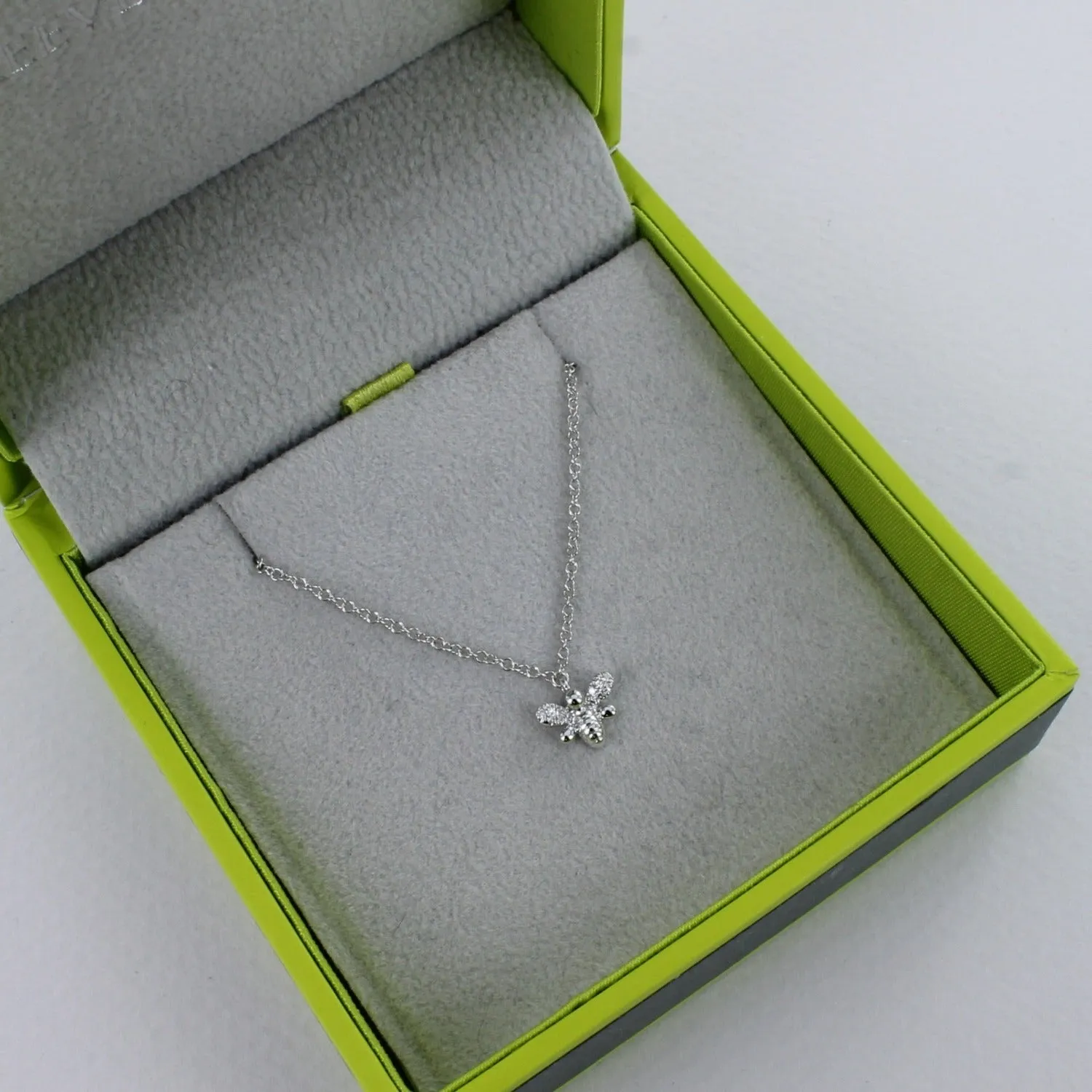14K Solid Gold and Diamond Bee Necklace