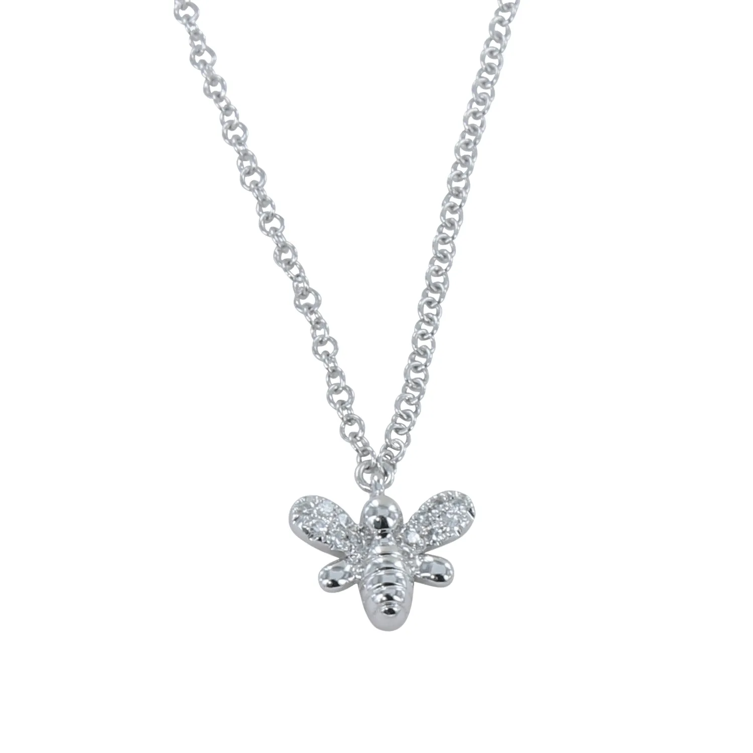 14K Solid Gold and Diamond Bee Necklace