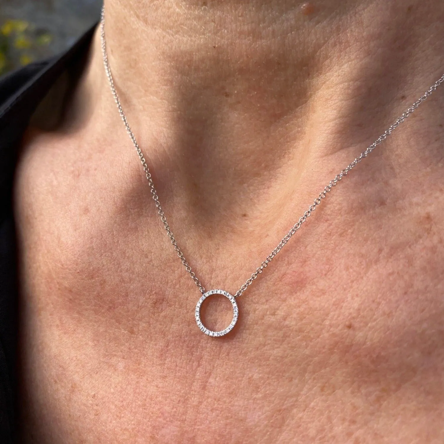 14K Solid Gold and Diamond Ring Necklace