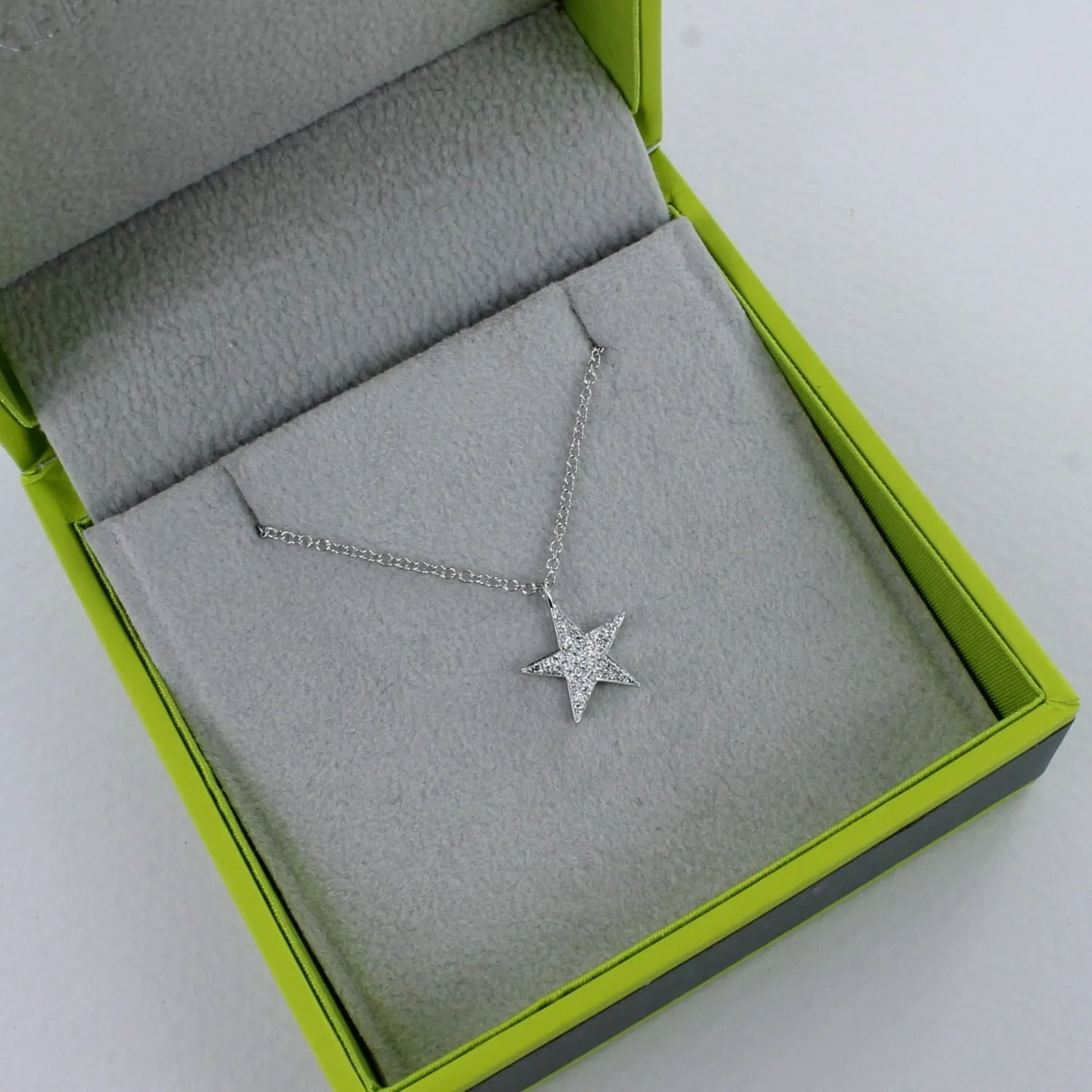 14K Solid Gold and Diamond Star Necklace
