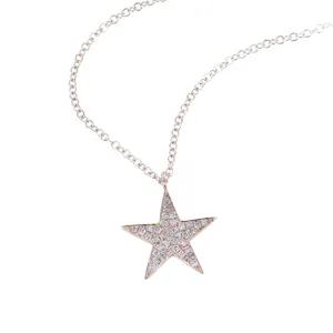 14K Solid Gold and Diamond Star Necklace