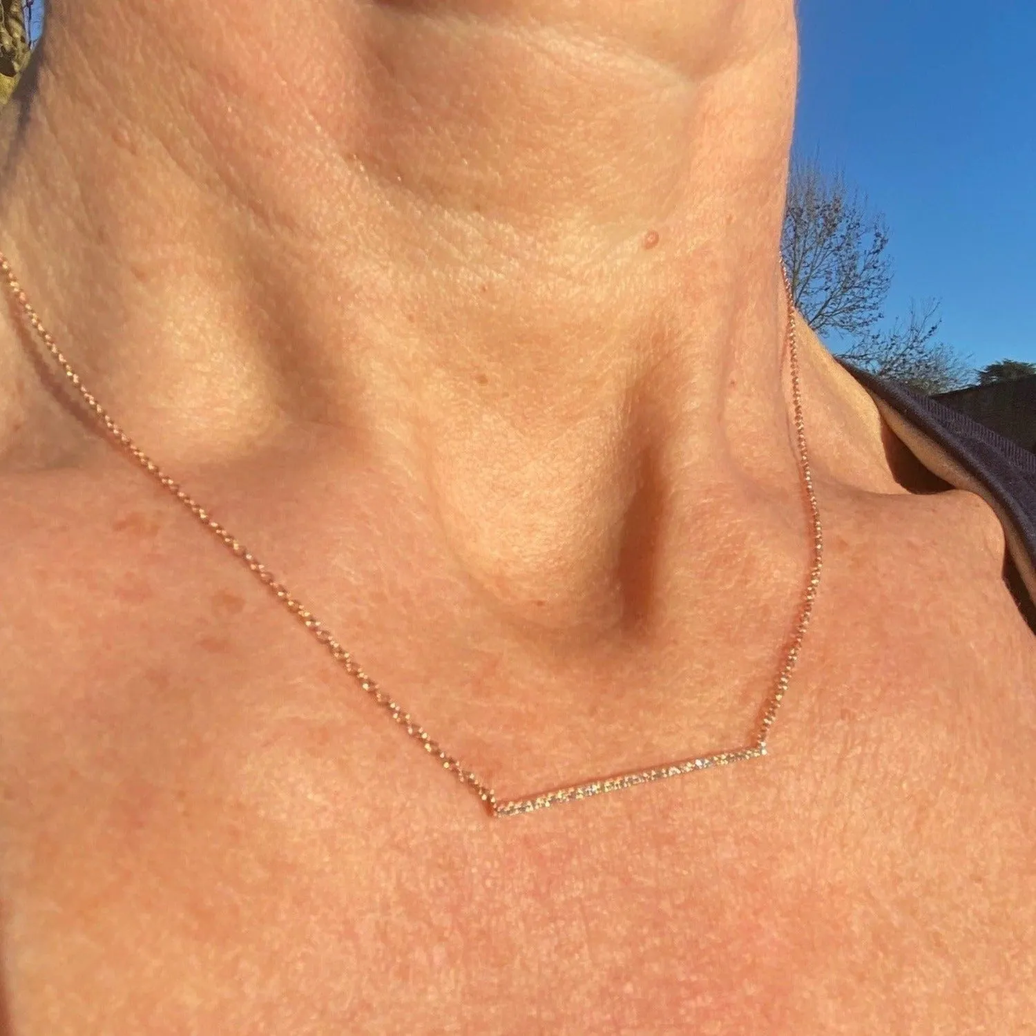 14K Solid Gold and Diamond Trapeze Necklace