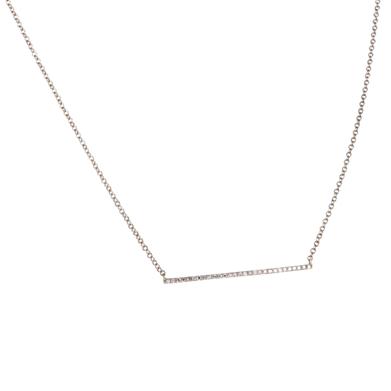 14K Solid Gold and Diamond Trapeze Necklace