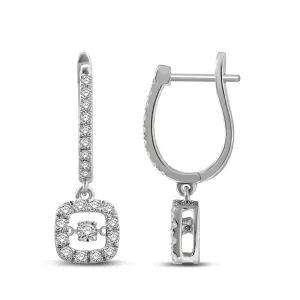 14K White Gold 1 Ct.Tw.Moving Diamond Danglers Earrings
