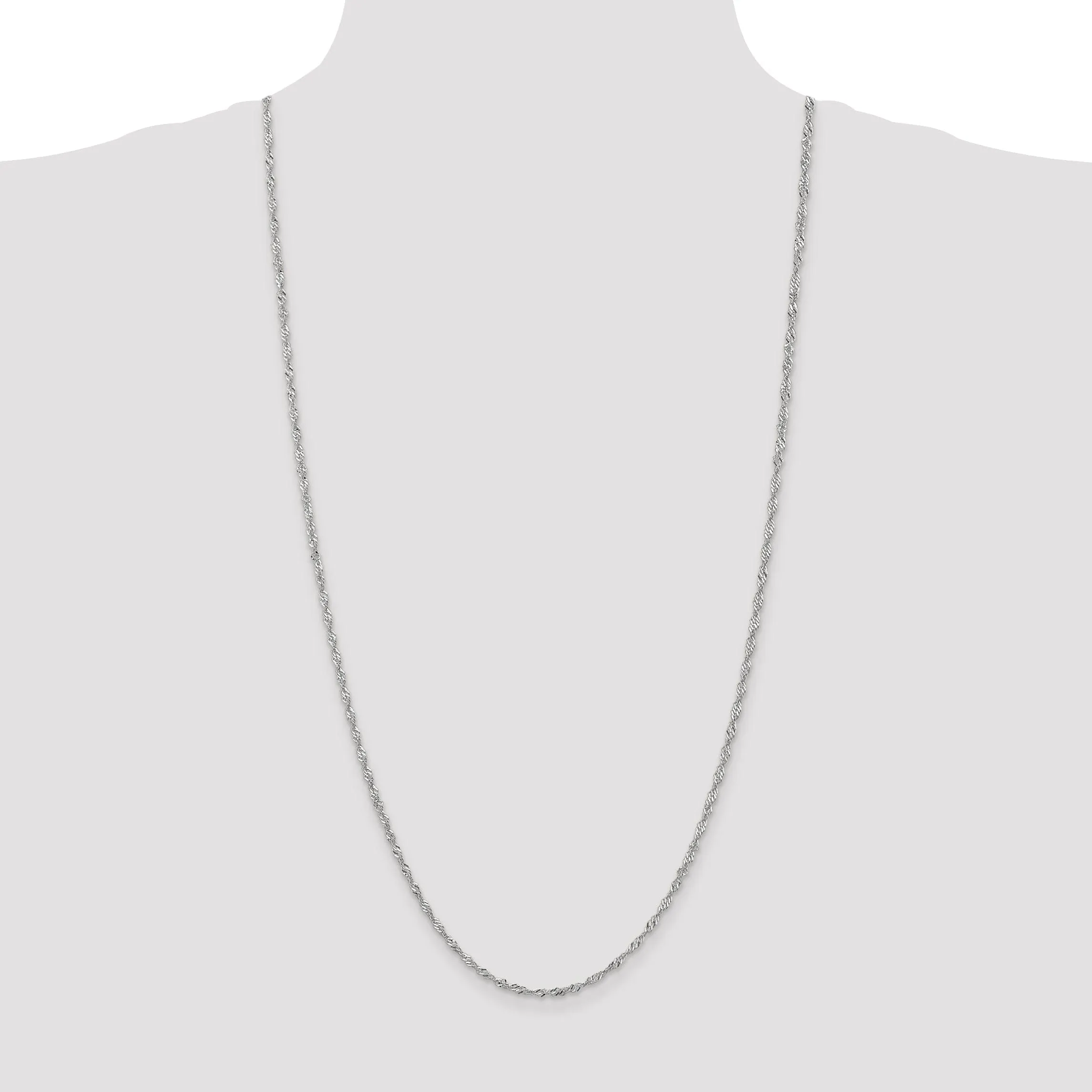 14k White Gold 2.00mm Polished Singapore Chain