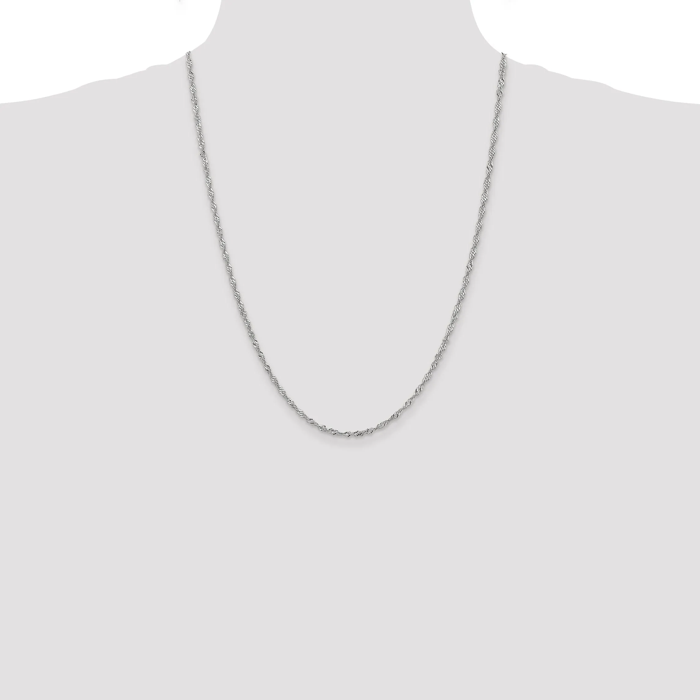 14k White Gold 2.00mm Polished Singapore Chain