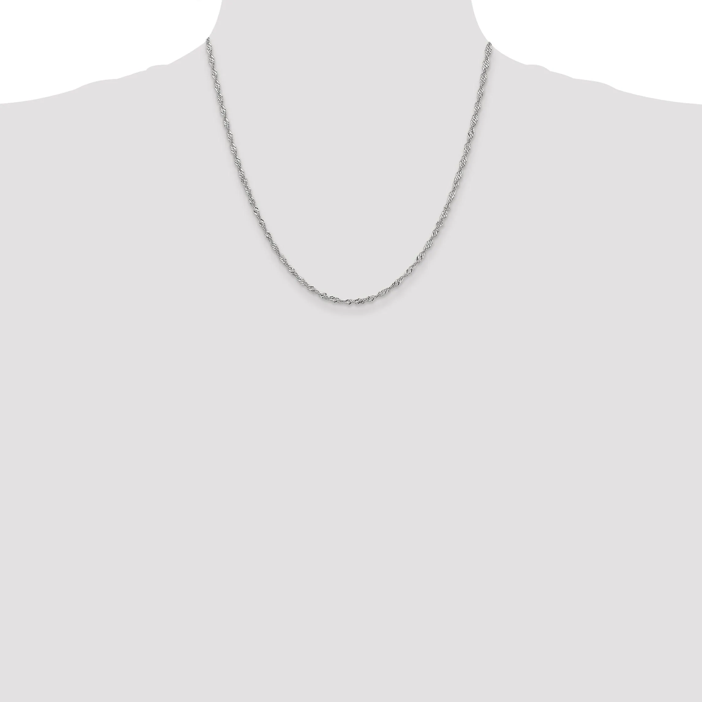 14k White Gold 2.00mm Polished Singapore Chain