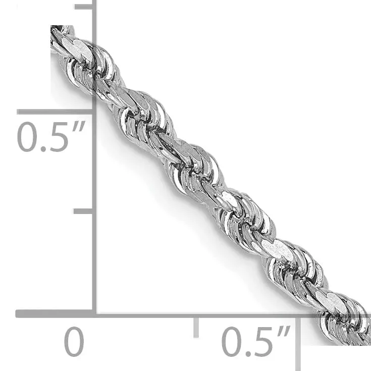 14k White Gold 2.90mm Diamond Cut Rope Chain