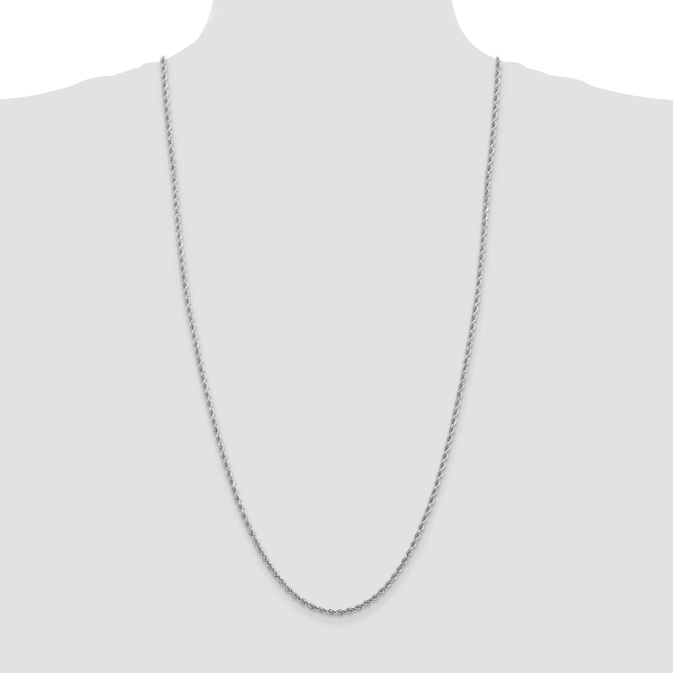 14k White Gold 2.90mm Diamond Cut Rope Chain