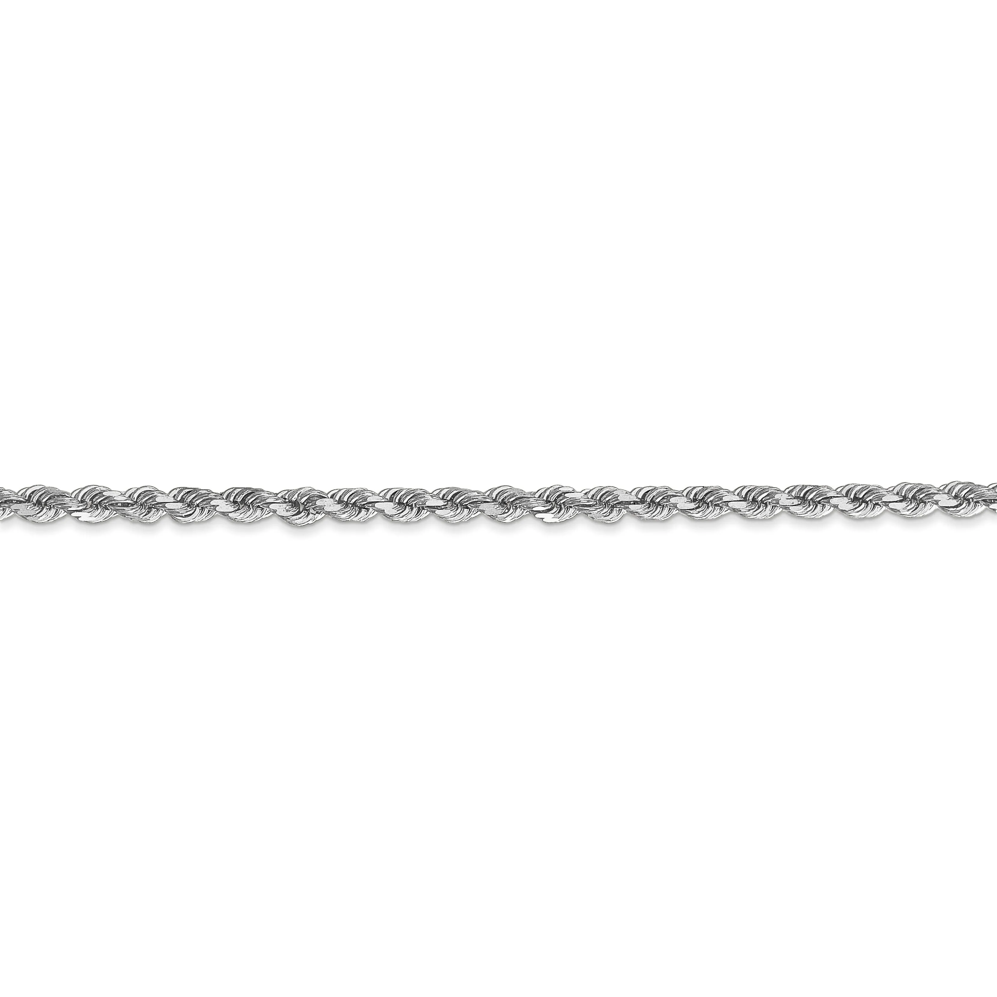 14k White Gold 2.90mm Diamond Cut Rope Chain