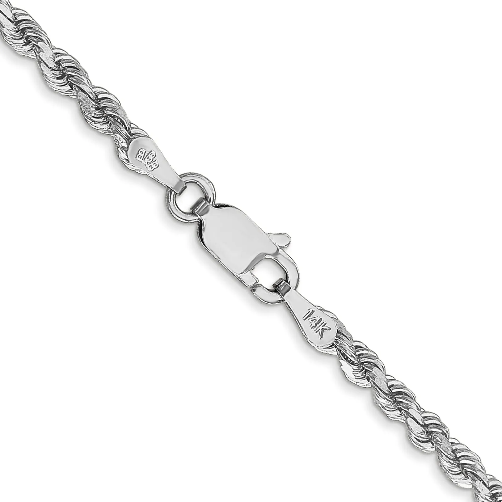 14k White Gold 2.90mm Diamond Cut Rope Chain