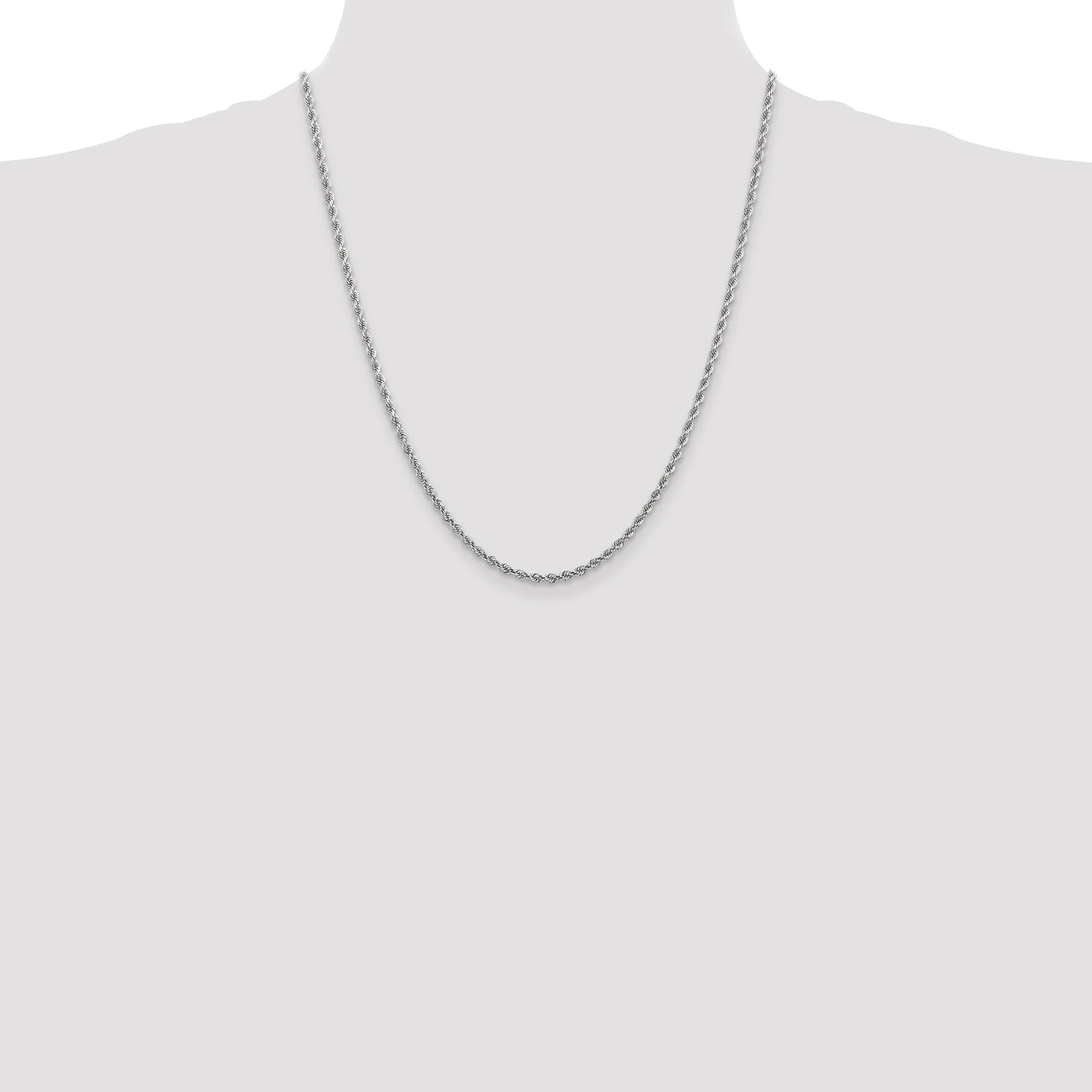 14k White Gold 2.90mm Diamond Cut Rope Chain