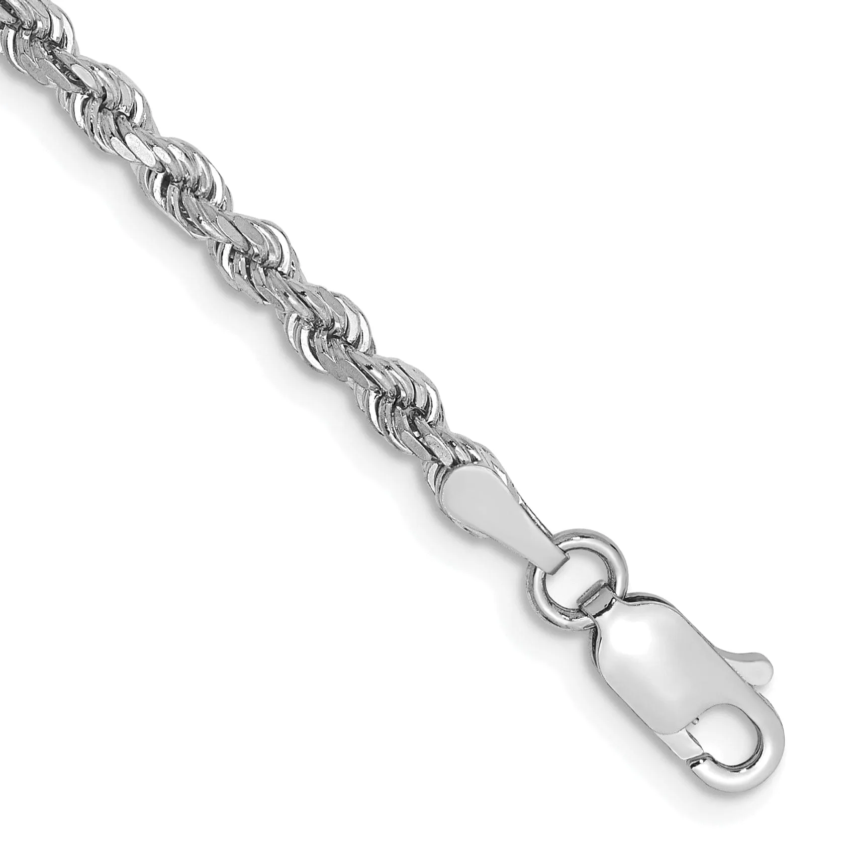14k White Gold 2.90mm Diamond Cut Rope Chain