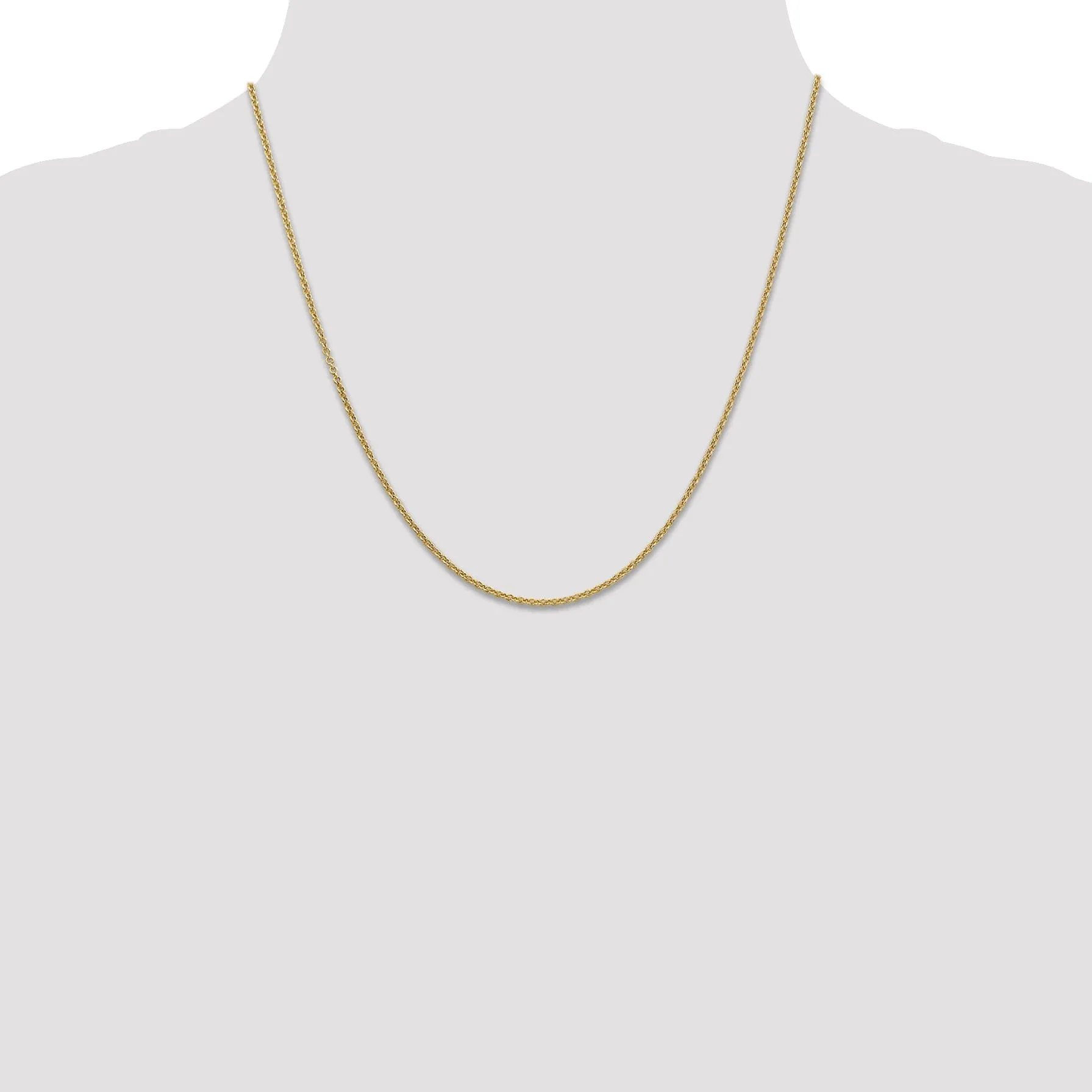 14k Yellow Gold 1.60mm Round Link Cable Chain